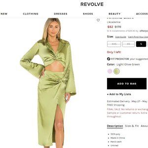 L'Academie Satin Olive green skirt + top set